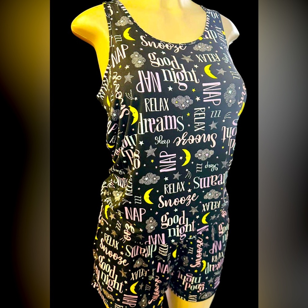 NWT Black and fun letters 🌙 Tank top & Shorts PJ set tagless